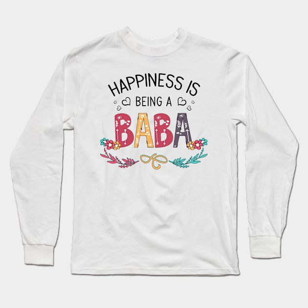 Happiness Is Being A Baba Wildflowers Valentines Mothers Day Long Sleeve T-Shirt by KIMIKA